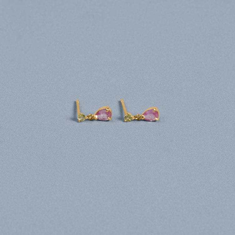 Stone and Strand 10K Yellow Gold Cotton Candy Gemstone Drop Earrings Editorial Image