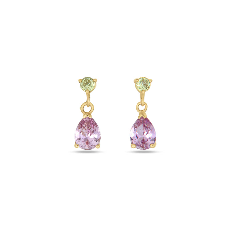 Stone and Strand 10K Yellow Gold Cotton Candy Gemstone Drop Earrings Front Image