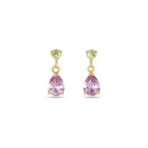 Stone and Strand 10K Yellow Gold Cotton Candy Gemstone Drop Earrings Front Image