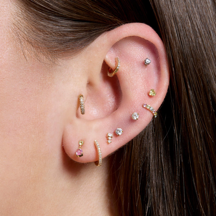 Image of 10K Yellow Gold Cotton Candy Drop Earrings with Stone and Strand Earrings