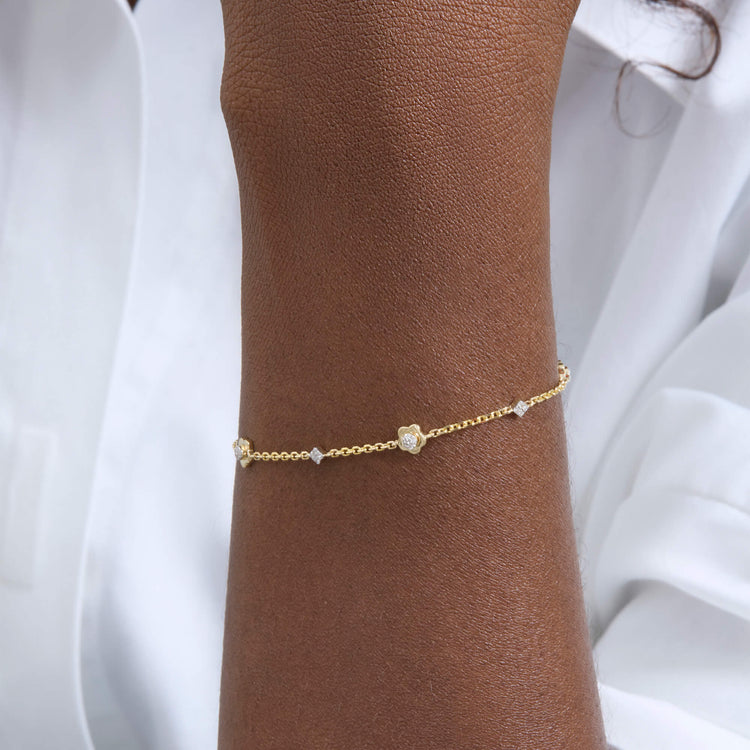 Image of 14K Yellow Gold Crosby Pave Bracelet on Models Arm