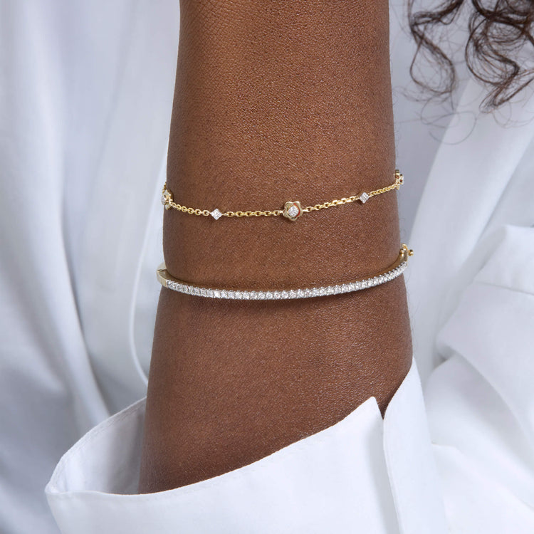 Image of 14K Yellow Gold Crosby Pave Bracelet with Stone and Strand Bracelets