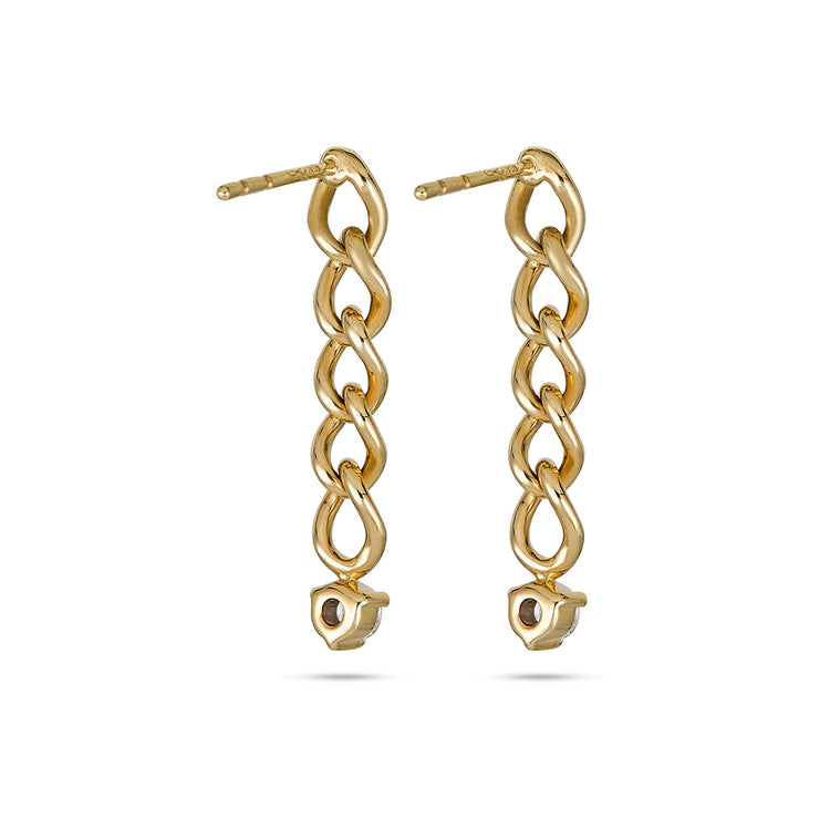 Stone and Strand 10K Yellow Gold Tiny Curbside Diamond Drop Earrings Rear Image