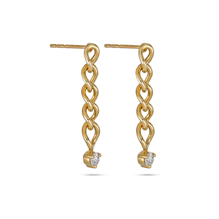 Stone and Strand 10K Yellow Gold Tiny Curbside Diamond Drop Earrings Side Image