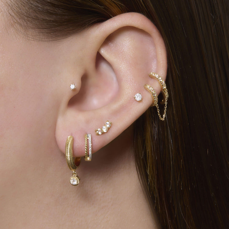Image of 14K Yellow Gold Cyndi Earrings with Stone and Strand Earrings