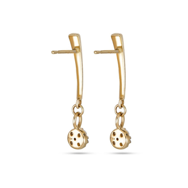 Stone and Strand 10K Yellow Gold Diamond Disco Drop Earrings Rear Image