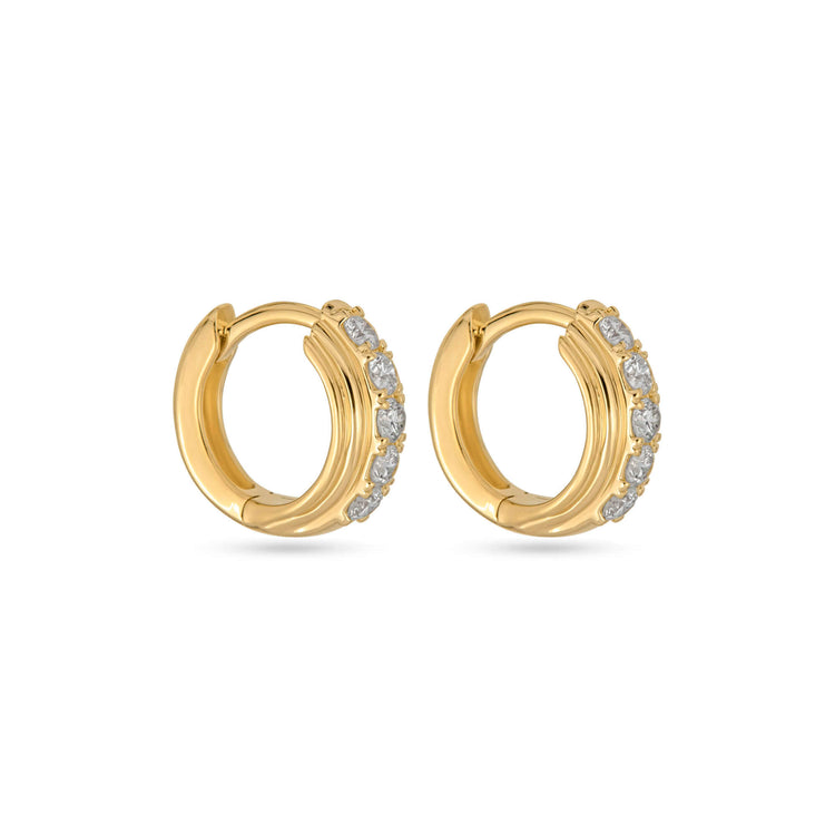 Stone and Strand 14K Yellow Gold Dainty Boulevard Huggies Side Image