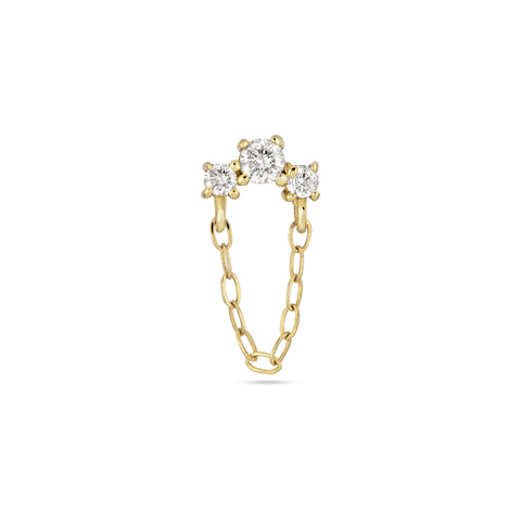 Stone and Strand 14K Yellow Gold Dainty Diamond Trio Chain Stud Front Image