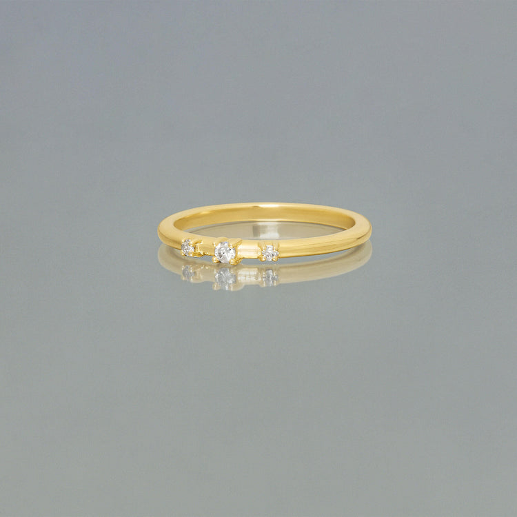 Stone and Strand 14K Yellow Gold Dainty Diamond Trio Ring Editorial Image