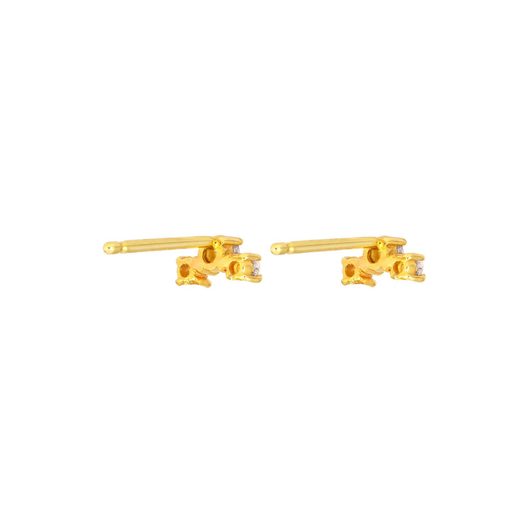Stone and Strand 14K Yellow Gold Dainty Diamond Trio Stud Rear Image