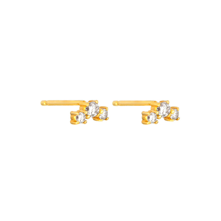 Stone and Strand 14K Yellow Gold Dainty Diamond Trio Stud Side Image
