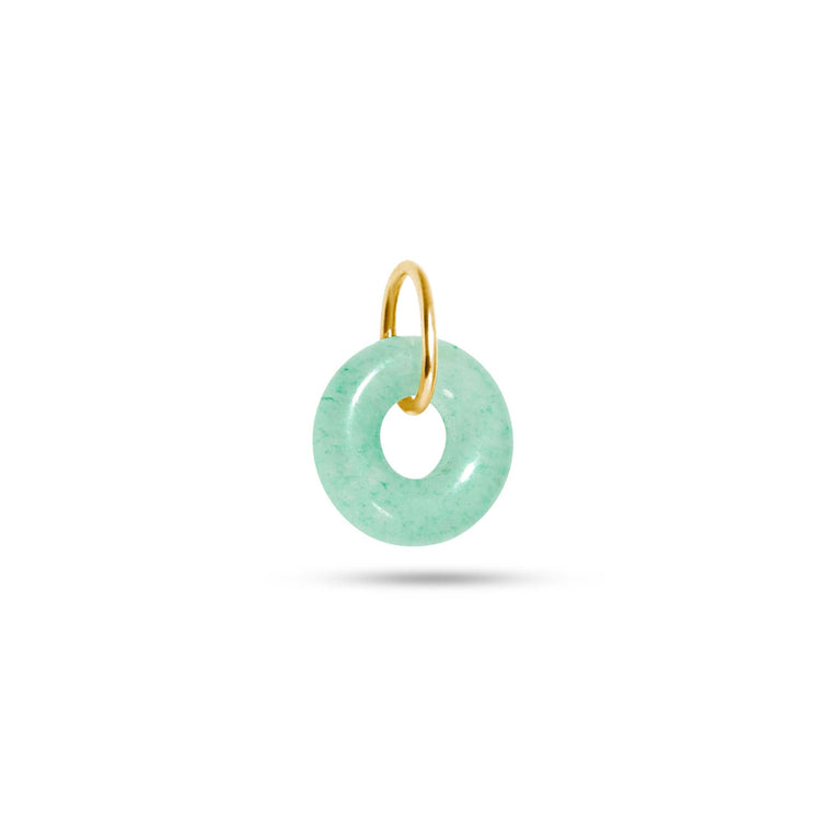 Stone and Strand 10K Yellow Gold Dainty Donut Aventurine Charm Side Image
