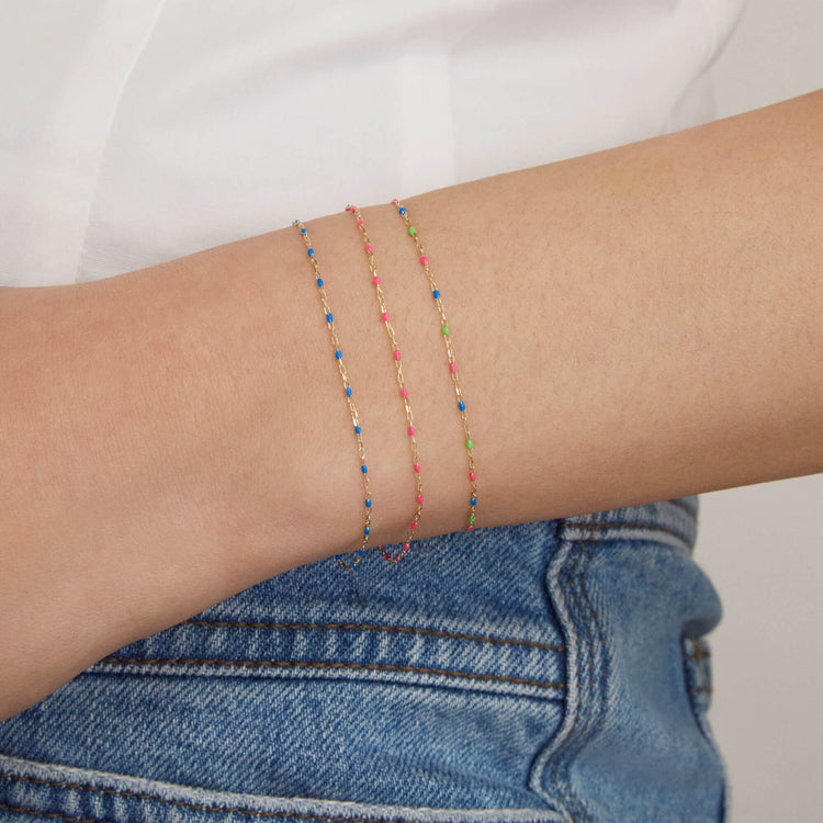 Image of 10K Yellow Gold Dainty Goldie Pop Bracelet with Stone and Strand Bracelets