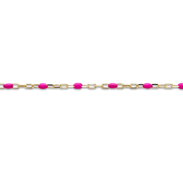 Stone and Strand 10K Yellow Gold Pink Dainty Goldie Pop Bracelet Close Up Image