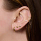 Image of 14K Yellow Gold Second Hole Green Goddess Buddy Studs with Stone and Strand Earrings