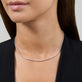 Image of 14K White Gold Dainty LAB-Created Diamond Tennis Necklace on Models Neck
