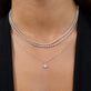 Image of 14K White Gold Dainty LAB-Created Diamond Tennis Necklace with Stone and Strand Necklaces