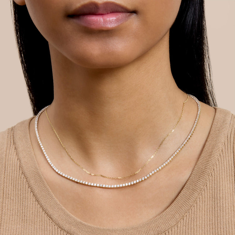 Image of 10K Yellow Gold Dainty Maritime Chain with Stone and Strand Necklaces
