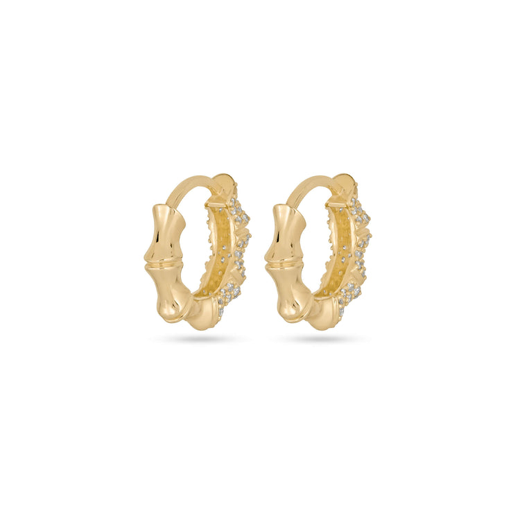 Stone and Strand 14K Yellow Gold Diamond Bamboo Resort Hoops Rear Image