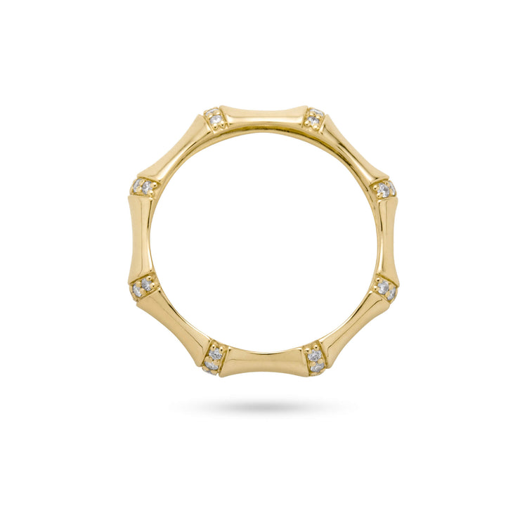 Stone and Strand 14K Yellow Gold Diamond Bamboo Eternity Ring Top Image
