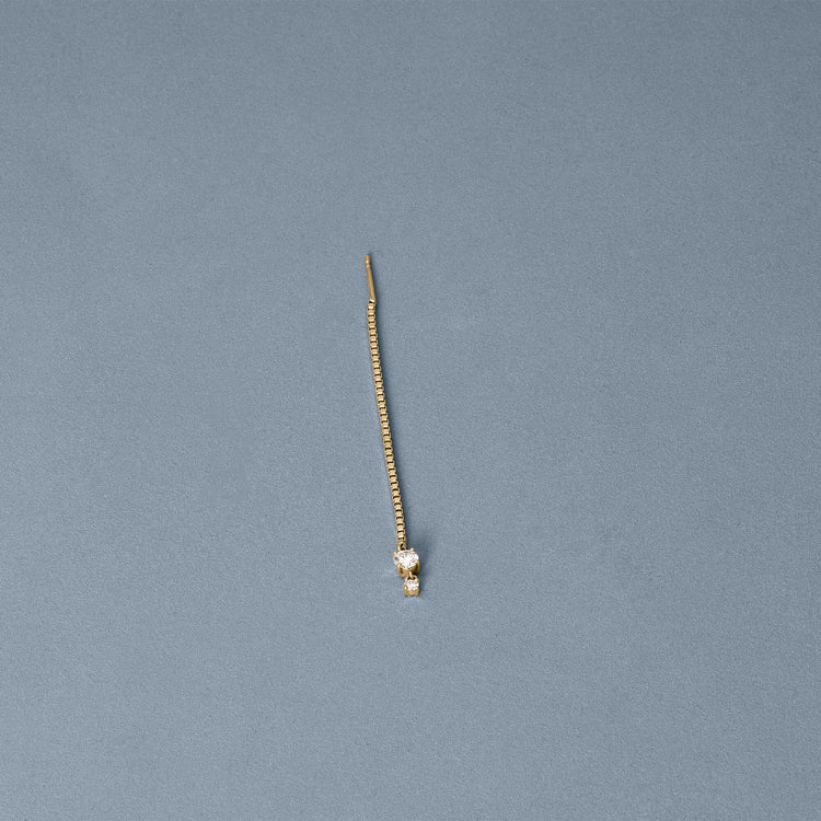 Stone and Strand 14K Yellow Gold Diamond Block Chain Drop Earring Editorial Image