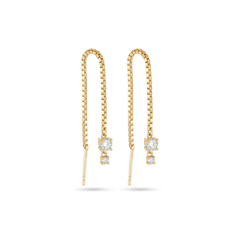 Stone and Strand 14K Yellow Gold Diamond Block Chain Drop Earrings Side Image