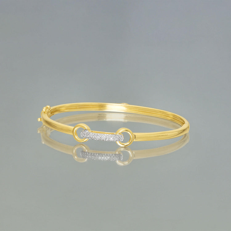 Stone and Strand 14K Yellow Gold Diamond Bridle Bangle Editorial Image