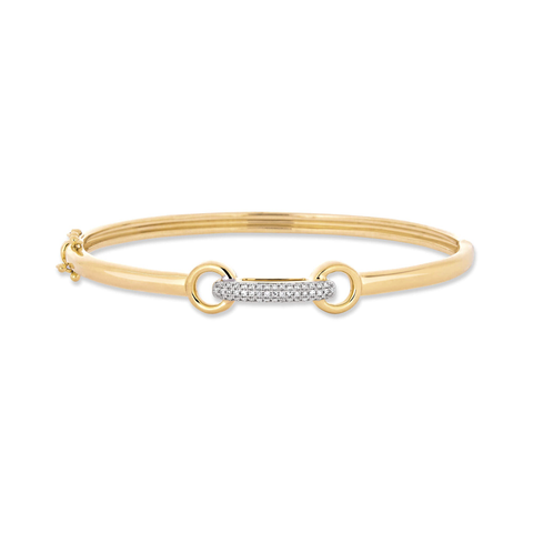 Stone Embed Bangle whim バングル Wide 14K White Gold Round and Baguette Diamond Bangle