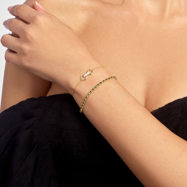 Image of 14K Yellow Gold Diamond Bridle Bracelet with Stone and Strand Bracelets