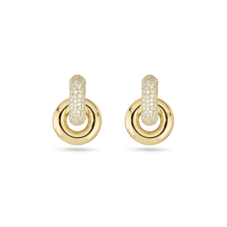 Stone and Strand 14K Yellow Gold Diamond Buoy Huggies Front Image