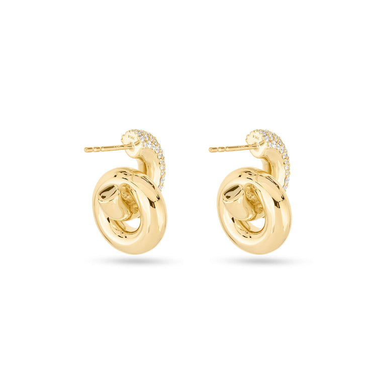 Stone and Strand 14K Yellow Gold Diamond Buoy Huggies Rear Image