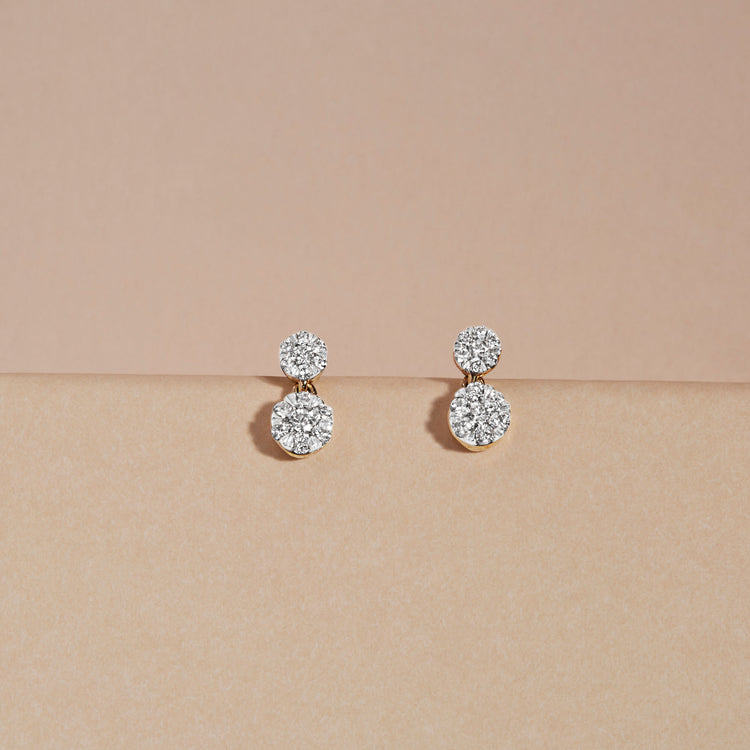 Stone and Strand 10K Yellow Gold Small Diamond Burst Dangle Earrings Editorial Image