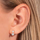 Image of 10K Yellow Gold Small Diamond Burst Dangle Earrings on Models Ear
