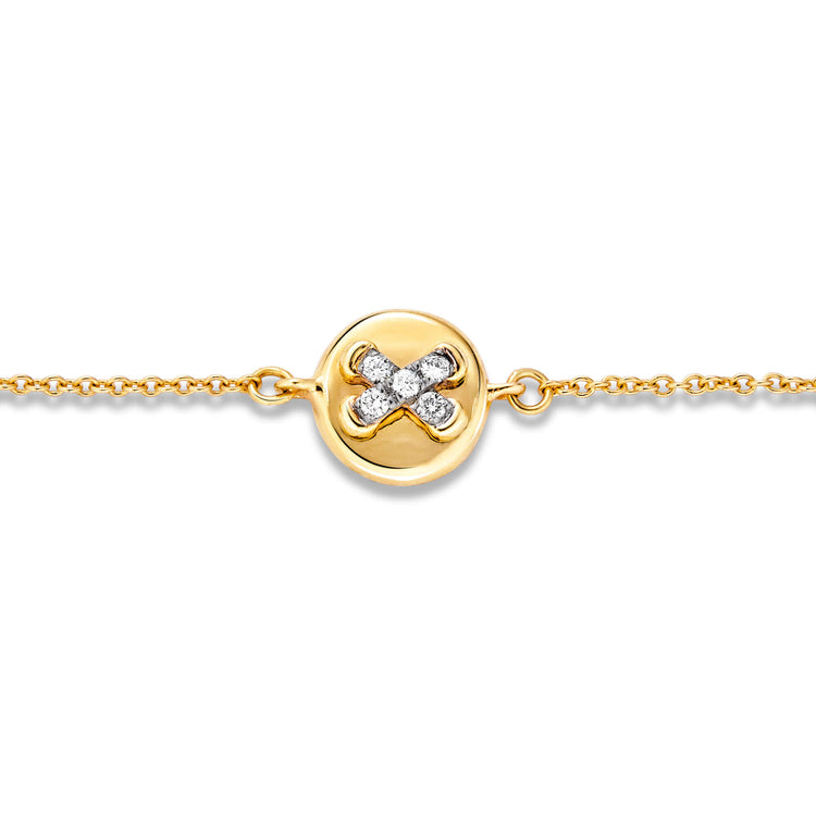 Stone and Strand 14K Yellow Gold Diamond Button Bracelet Close Up Image