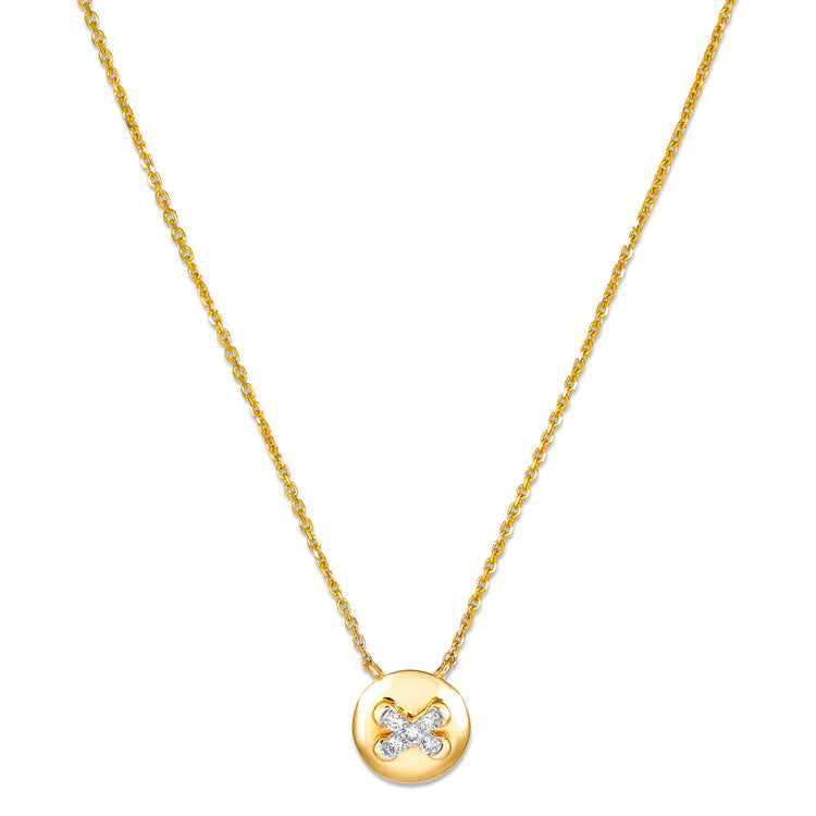 Stone and Strand 14K Yellow Gold Diamond Button Necklace Close Up Image