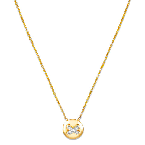 Stone and Strand 14K Yellow Gold Diamond Button Necklace Close Up Image