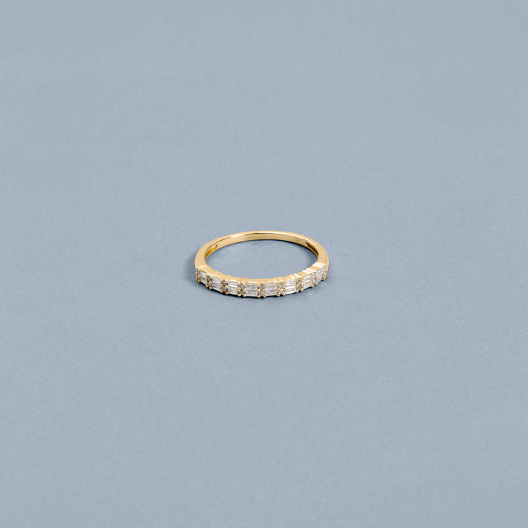 Stone and Strand 10K Yellow Gold Diamond Code Ring Editorial Image