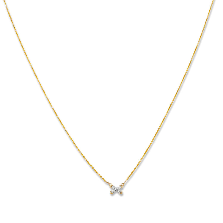 Stone and Strand 14K Yellow Gold Diamond Cross Stitch Necklace Image