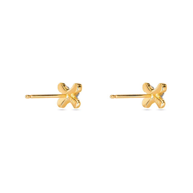 Stone and Strand 14K Yellow Gold Diamond Cross Stitch Studs Rear Image