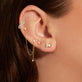 Image of 14K Yellow Gold Diamond Cross Stitch Studs with Stone and Strand Earrings