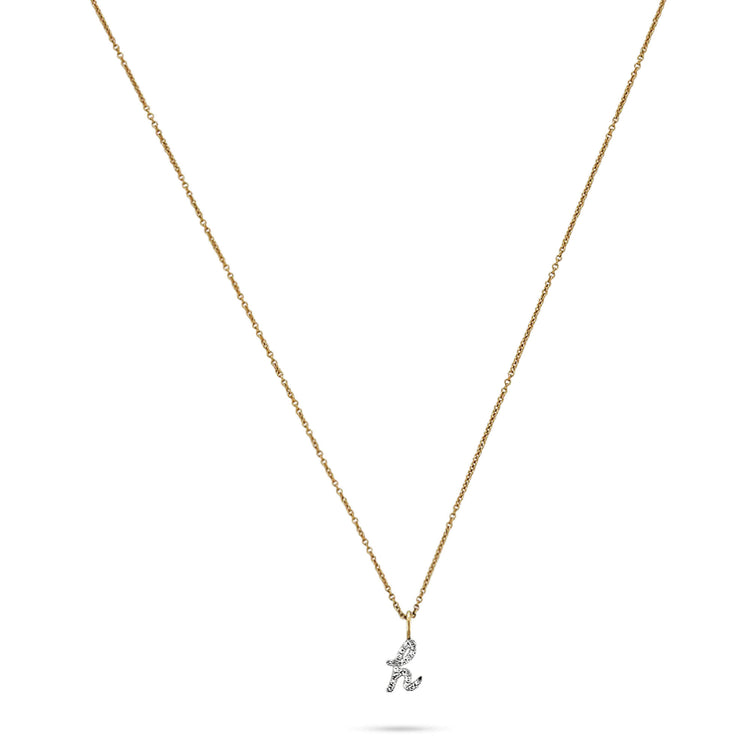 Stone and Strand 14K Yellow Gold Diamond Cursive Initial Necklace Front Image
