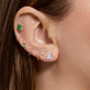 Image of 14K Yellow Gold Diamond Cursive Initial Stud with Stone and Strand Earrings