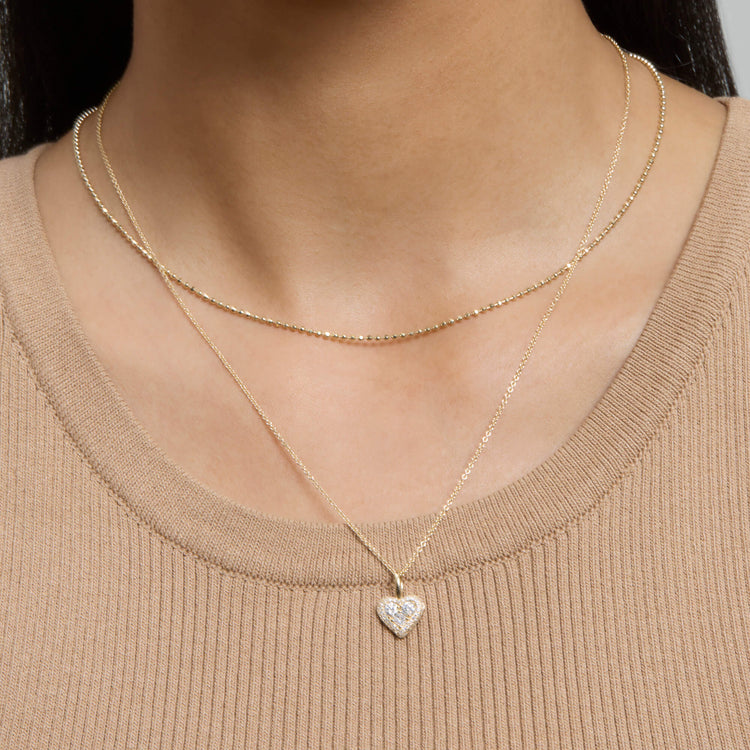 Image of 10K Yellow Gold Diamond Cut Bead Chain with Stone and Strand Necklaces