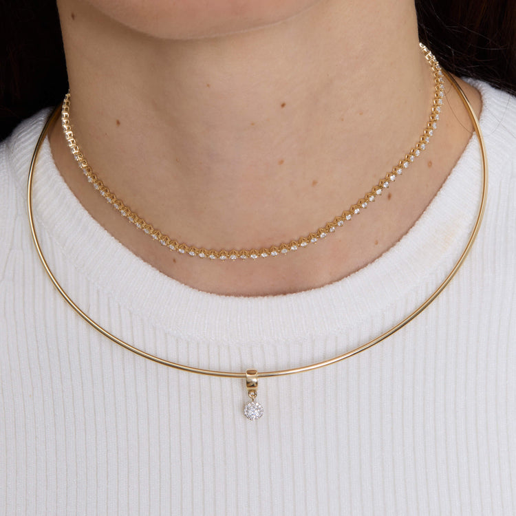 Image of 10K Yellow Gold Diamond Disco Bead with Stone and Strand Necklaces