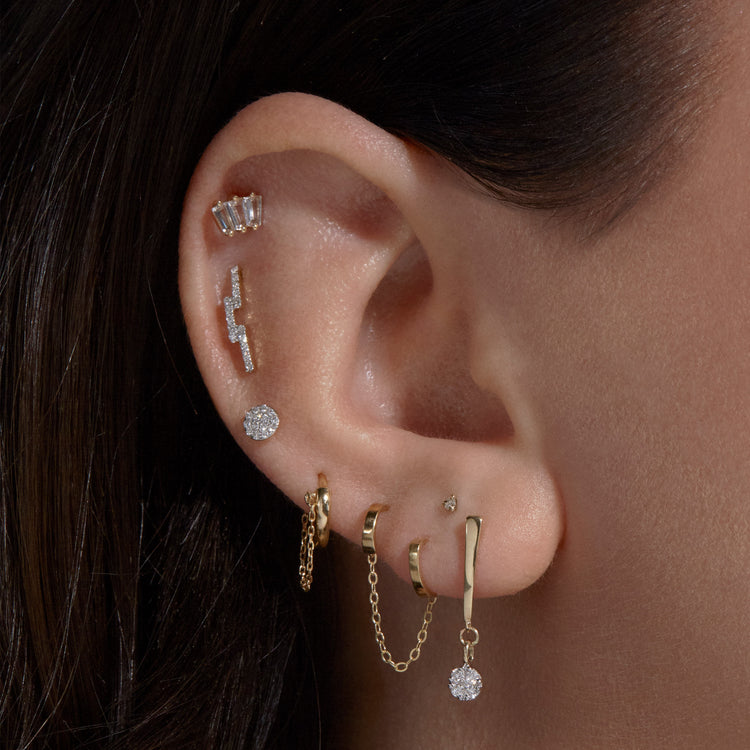 Image of 10K Yellow Gold Diamond Disco Drop Earrings with Stone and Strand Earrings
