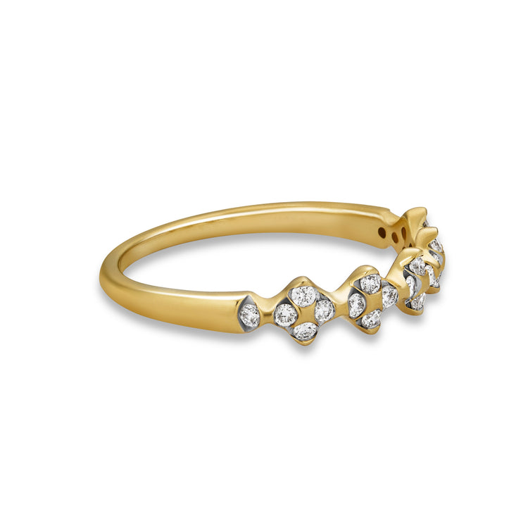 Stone and Strand 10K Yellow Gold Diamond Flowers Ring Side Image