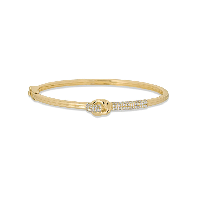 Stone and Strand 14K Yellow Gold Diamond Forme Knot Bangle Front Image