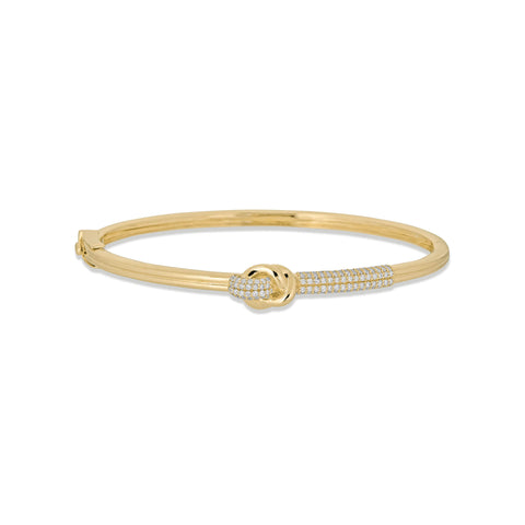 Stone and Strand 14K Yellow Gold Diamond Forme Knot Bangle Front Image