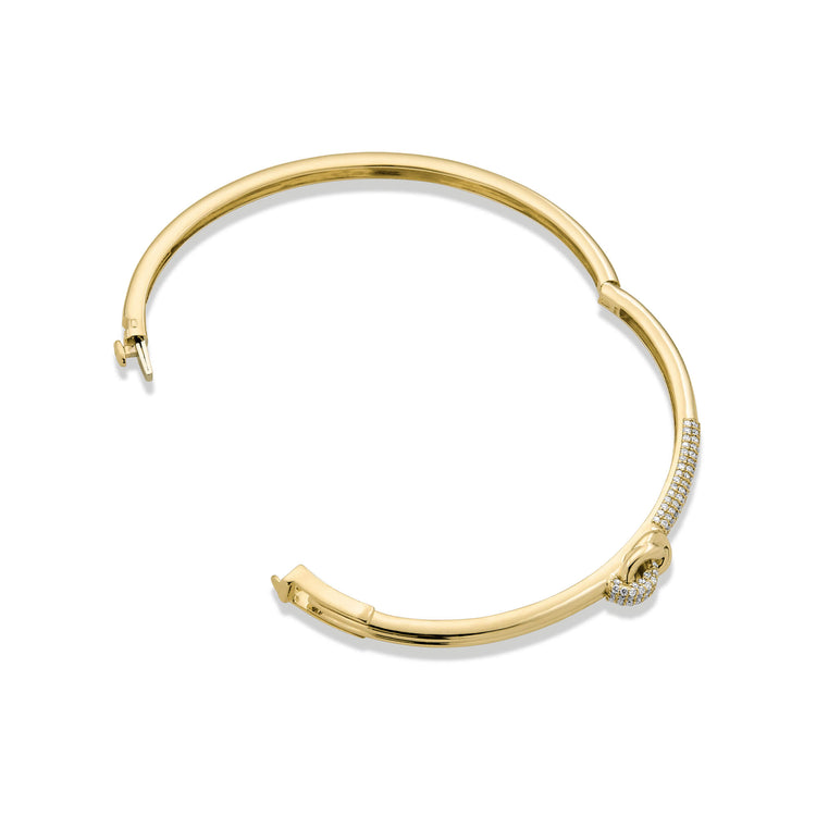 Stone and Strand 14K Yellow Gold Diamond Forme Knot Bangle Open Image