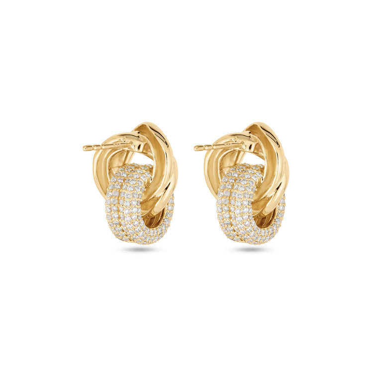 Stone and Strand 14K Yellow Gold Diamond Forme Knot Earrings Rear Image